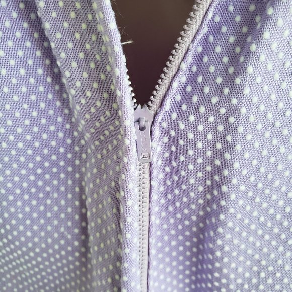 Vintage 60s/70s Union Made Purple with white polka dots maxi dress - Picture 10 of 11